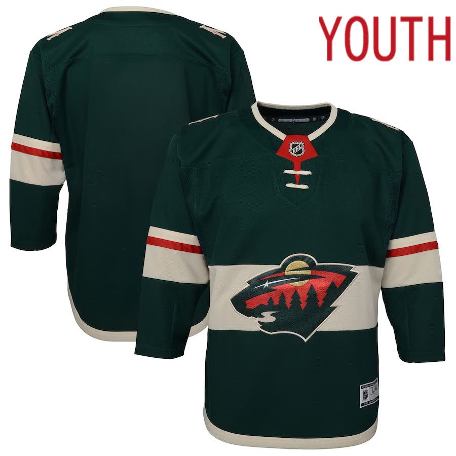 Youth Minnesota Wild Green Home Premier Blank NHL Jersey-0